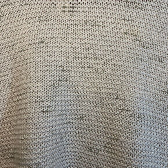 Chicos Sweater Size 1 Women's Blush Pink Long Chunky Knit Gold Metallic Pullover - Picture 2 of 9